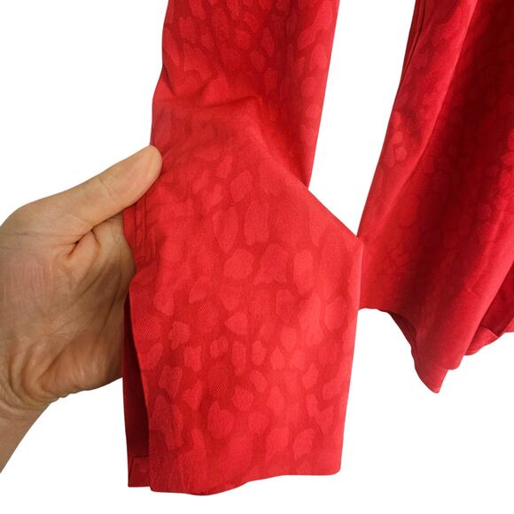 Athleta Shirt Women XS Red Urbanite Textured Top Button Up Collared Neck Vented - Picture 5 of 10